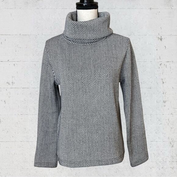 J. Crew Factory Long Sleeve Funnel Neck Pullover Herringbone Fleece Lined Size M - Picture 4 of 14